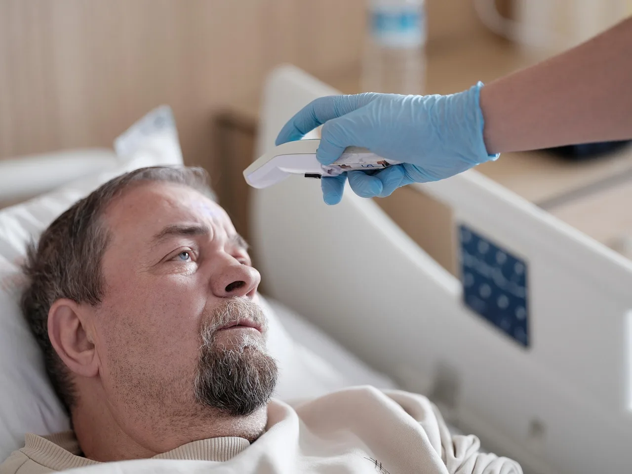 man, patient, thermometer, doctor, heat, virus, care, measurement, health, disease, hospital, operation, nurse, human, male, urgent, life, clinic, biology, medicine, medical. What Bill 96 means for a home care agency hiring in Montreal