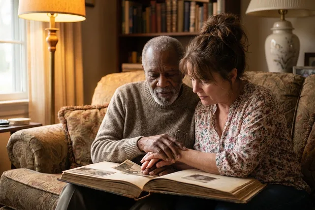 elderly, couple, comfortable couch, black and white photo, memories, smile, lamp, home library, care, generation gap, family coziness, emotional moment, household, love, intimacy, holding hands, diversity, home comfort, family care. Home care agency expansion compared with what actually happens